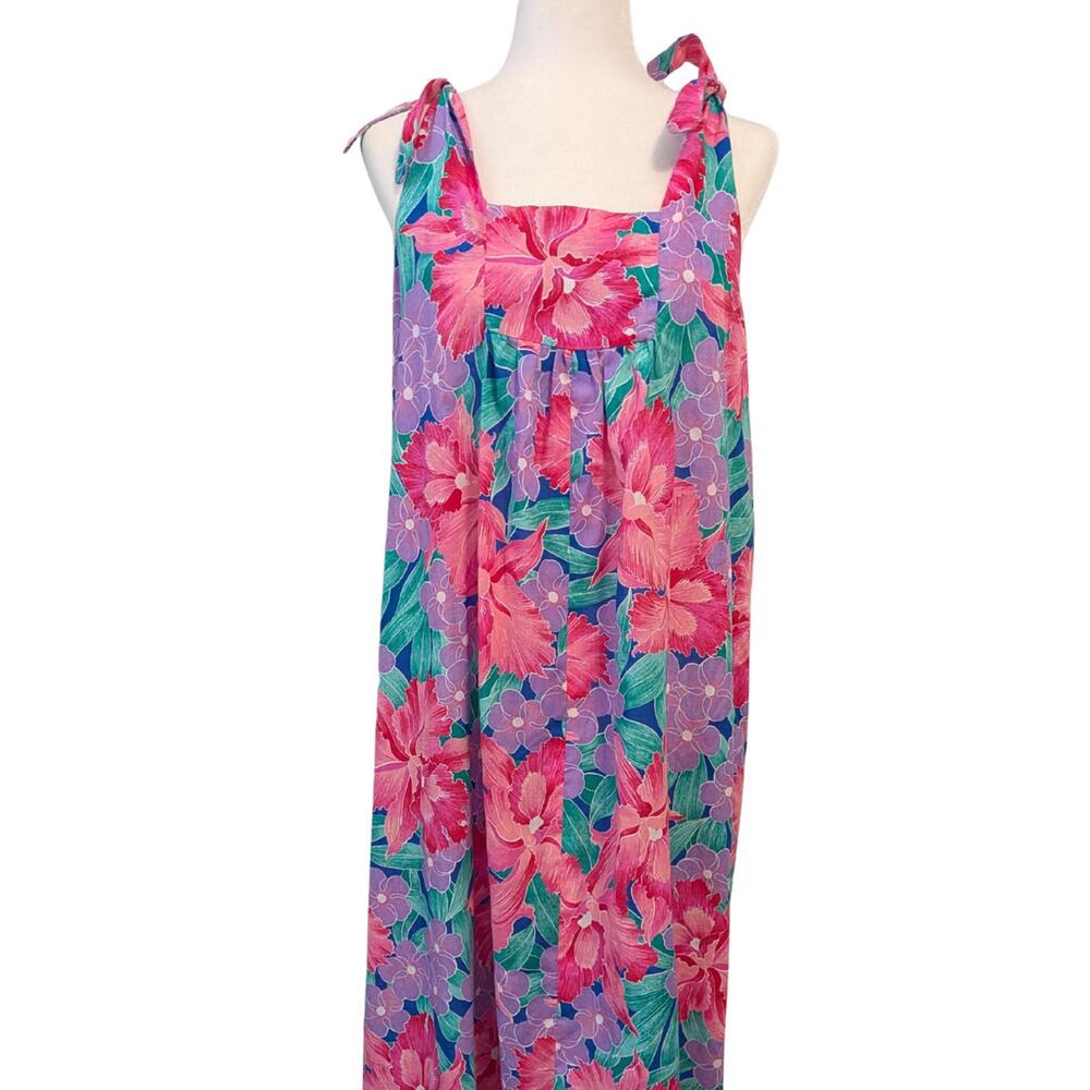 Vintage 1970s Handmade Floral Maxi Dress - Women's Large
